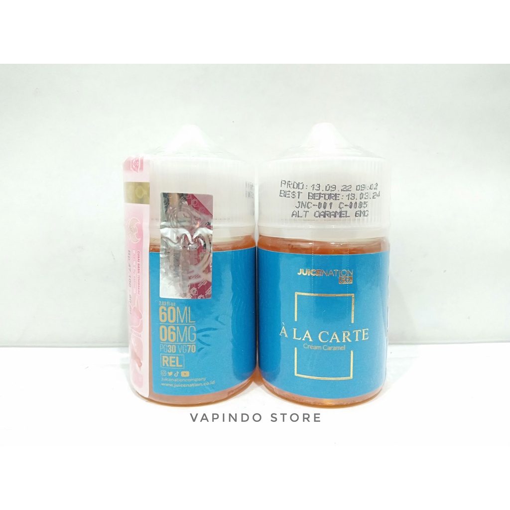 NIC 6MG ALA CARTE BIRU CREAM CARAMEL 60ML BY JUICENATION LIQUID