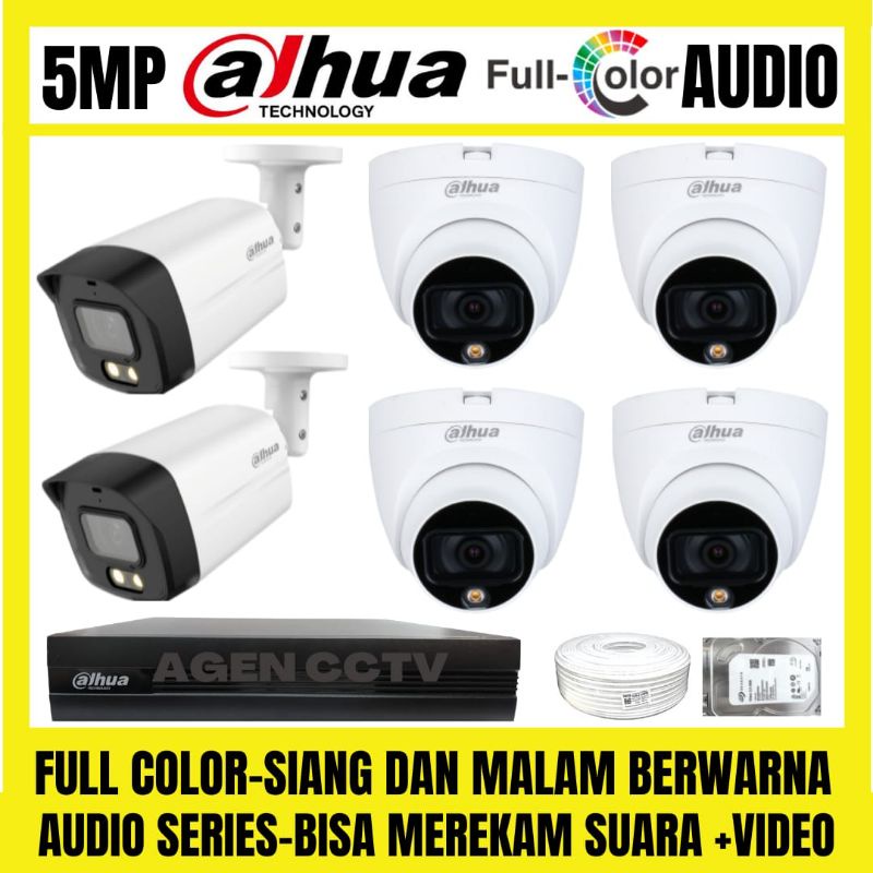 PAKET CCTV DAHUA FULL COLOR 5MP 8 CHANNEL 6 KAMERA AUDIO SERIES COLORVU