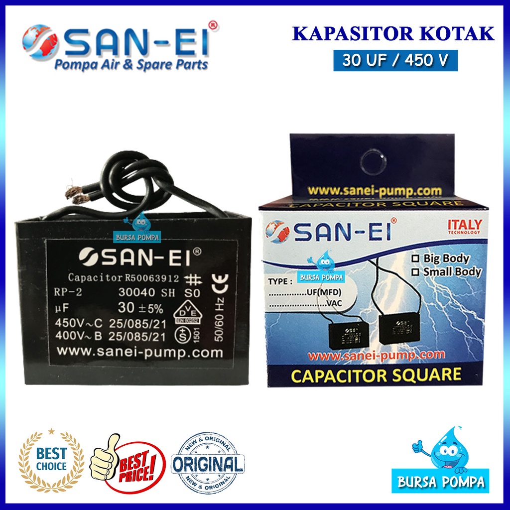 Kapasitor Capasitor SAN EI 30 UF Mikro - 450V / Kondensor Kotak Kabel