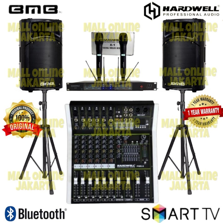 Paket sound system bmb 15 inch power mixer hardwell 6 channel