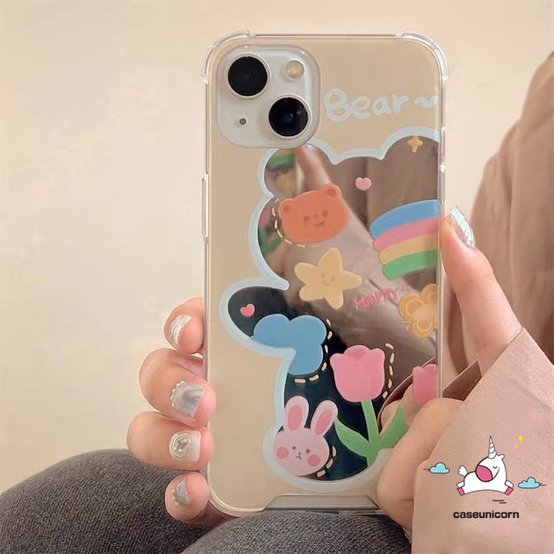 Case Handphone Motif Kartun Beruang Pelangi Untuk iPhone 11 7plus 8plus 7 8 Plus XR X XS Max 11 12 13 Pro Max SE