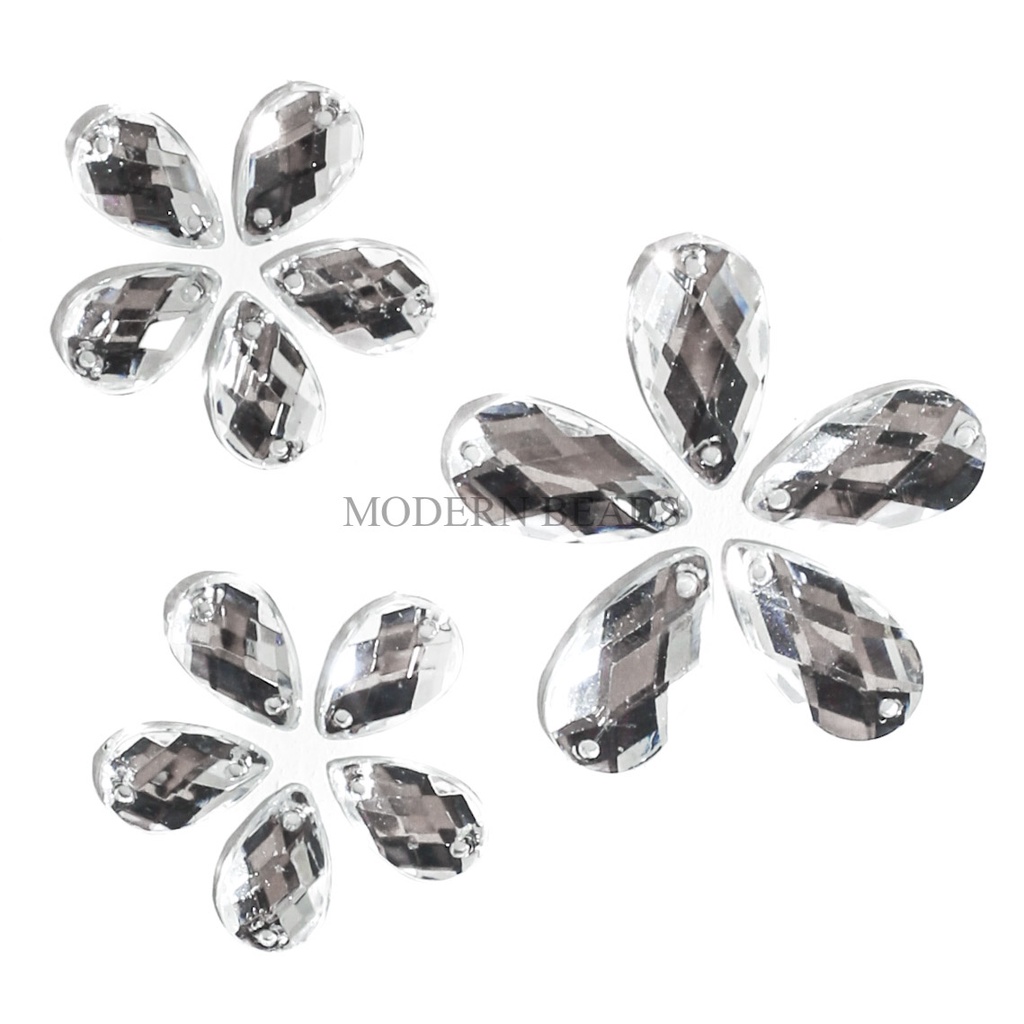 [LUSIN] Payet / Diamond Kristal Akrilik / Acrylic Putih Grade A Tetes 8x13mm , 9x17mm , 10x14mm