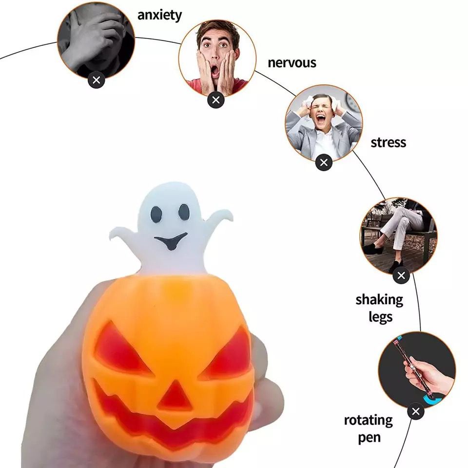 ELITEE Mainan Squishy Labu Pumpkin Pop it Karet Silikon Balon Silicone Pencet Lentur Aman