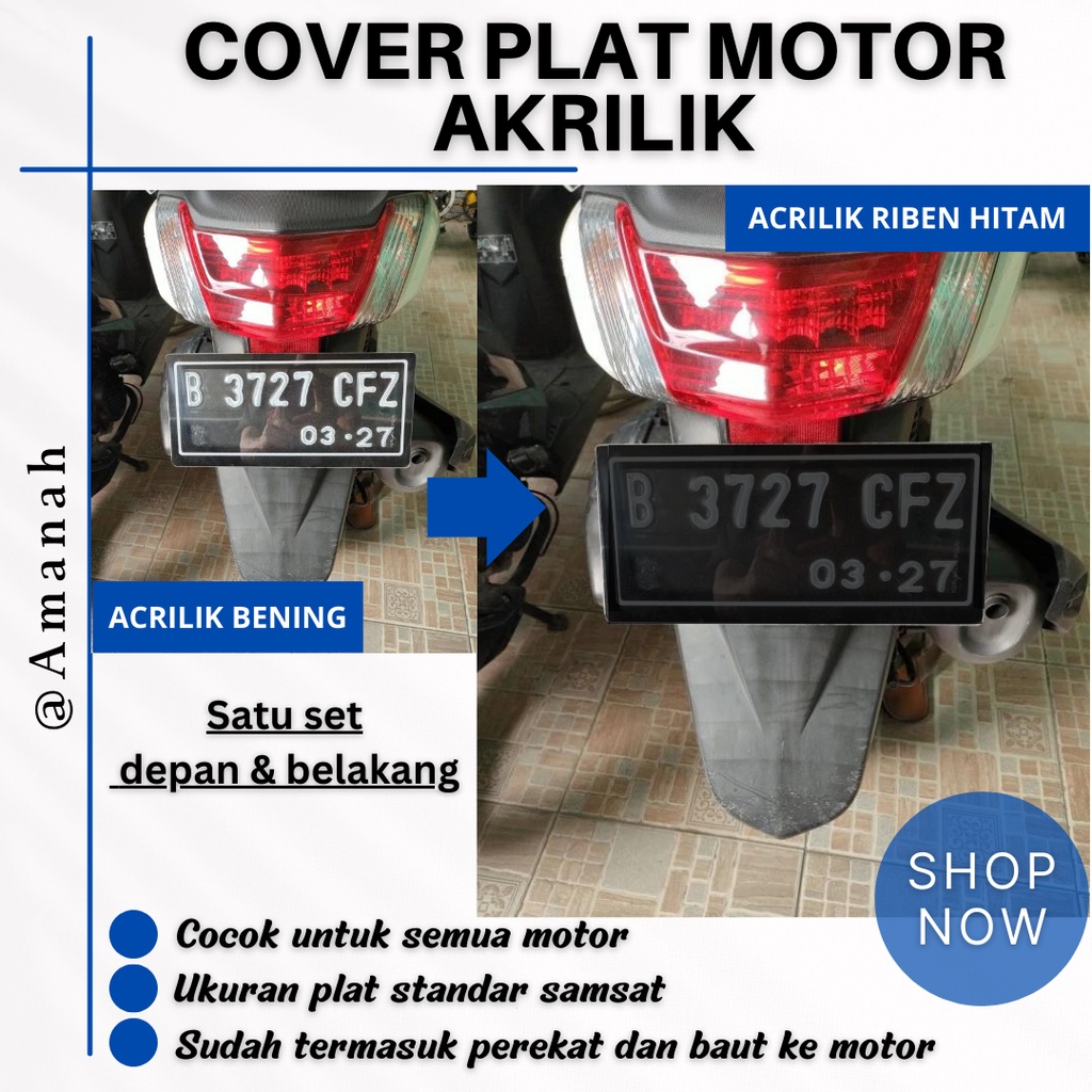 Cover plat motor hitam riben