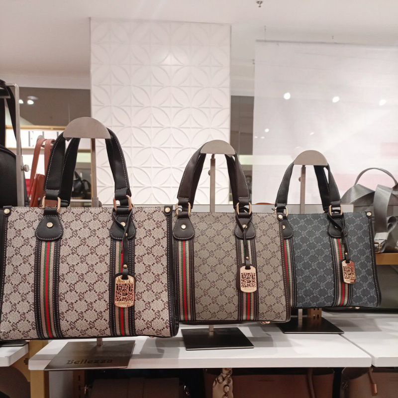 Terbaru Handbag Bellezza 19108 Original Counter Store Fashion Tas Wanita Jinjing Selempang Motif Ker