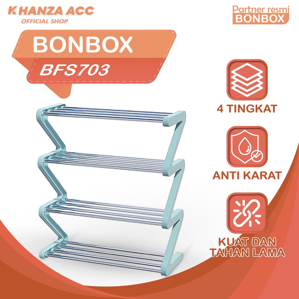 KHANZAACC BONBOX BFS703 Rak Sepatu 4 Susun Anti Karat