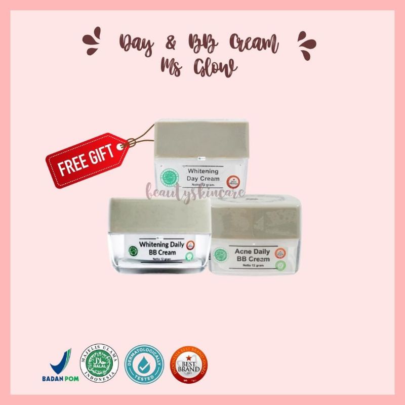 Day Cream & BB Cream Ms Glow Pemutih Pelembab Wajah Perawatan Kecantikan Termurah Berkualitas Premiu