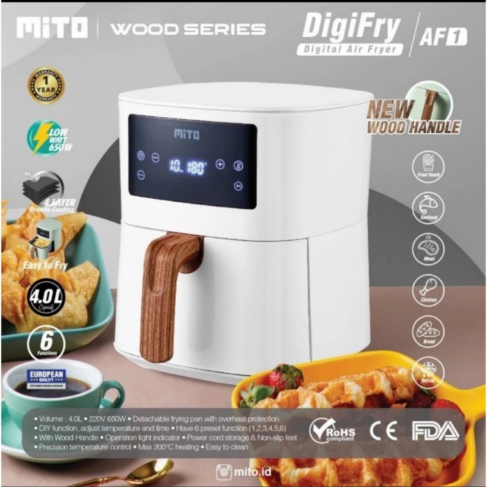 Digital Air Fryer Mito 4L ( Air Fryer Low Watt ) - Peralatan Masak / Dapur