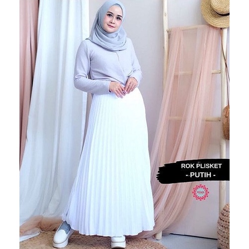 Rok Plisket Klok Putih / White Skirt / Bawahan Perempuan / Rok Plisket