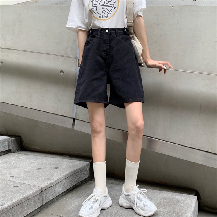 Celana Pendek Jeans Hitam / Celana Pendek Denim kasual Highwaist / Celana Pendek Premium / Korea Style