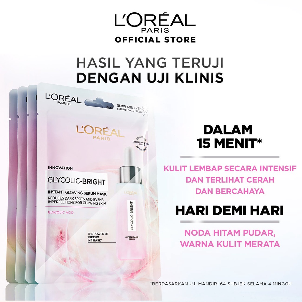 L'Oreal Paris Glycolic Bright Instant Glowing Serum Mask Skincare Masker Wajah Loreal Glyco