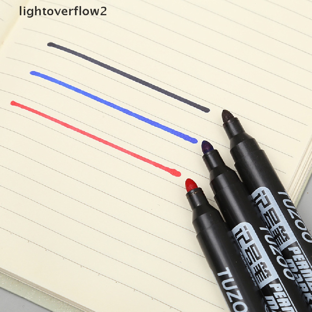(lightoverflow2) 10pcs / Set Spidol Permanen Anti Air Tinta Hitam / Biru / Merah (ID)