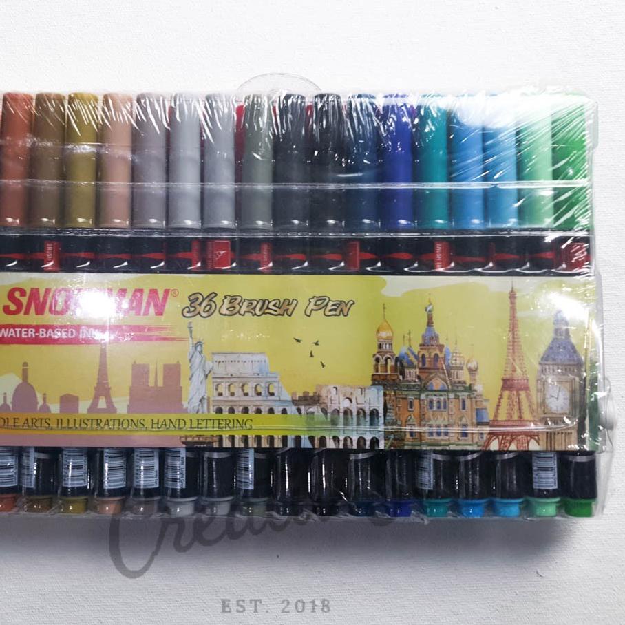 

Flash Saleホ Brush Pen Brushpen Spidol Kaligrafi Snowman FULL SET 36 WARNA BM-1