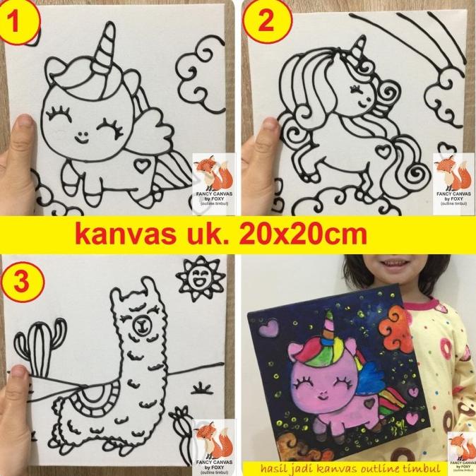 

kanvas lukis anak gambar UNICORN - LLAMA aktivitas anak. 1 kanvas 42K