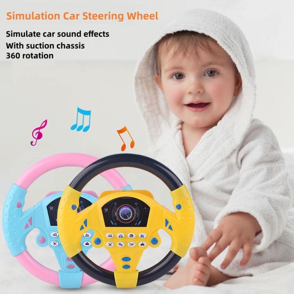 Rebuy Copilot Steering Wheel Mainan Hadiah Lucu Mensimulasikan Mengemudi Interaktif Pretend Play Mainan Setir Mobil Setir Interaktif
