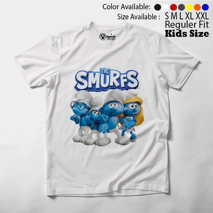Baju Kaos Atasan Anak Perempuan Agatchi Motif Smurf