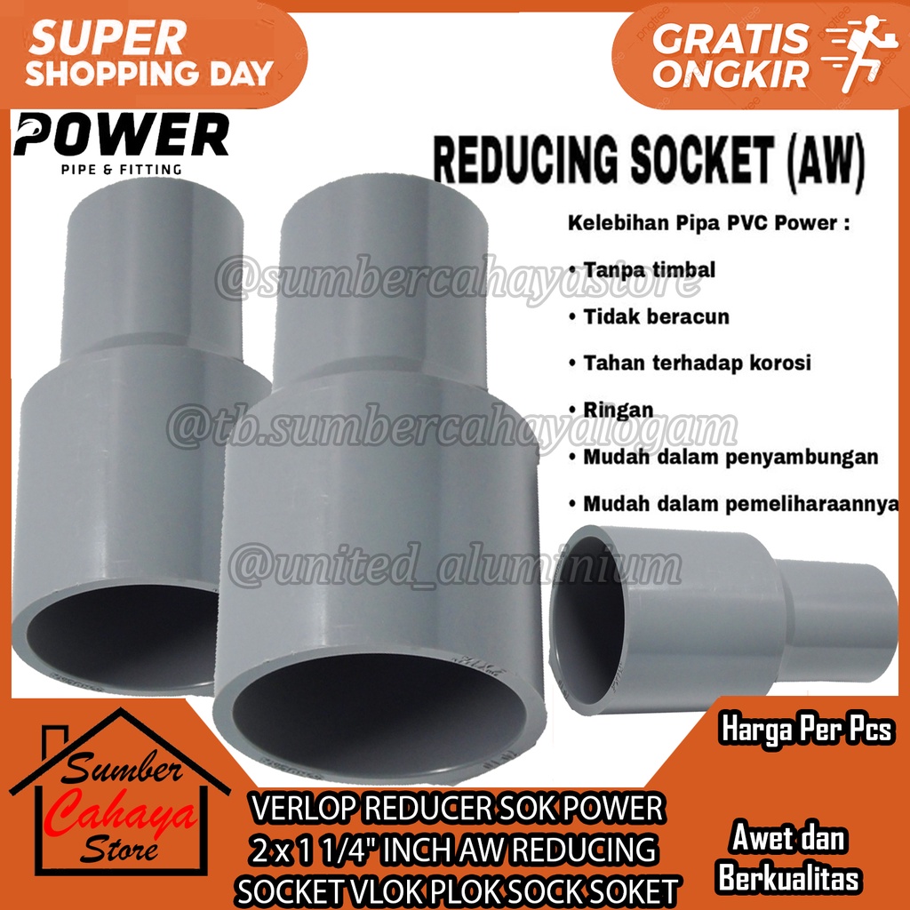 VLOK 2 x 1 1/4" SOK SOKET REDUCING SOCKET REDUCER SOK POWER INCH AW VERLOP VLOK PLOK SOCK PLOKSOK SA