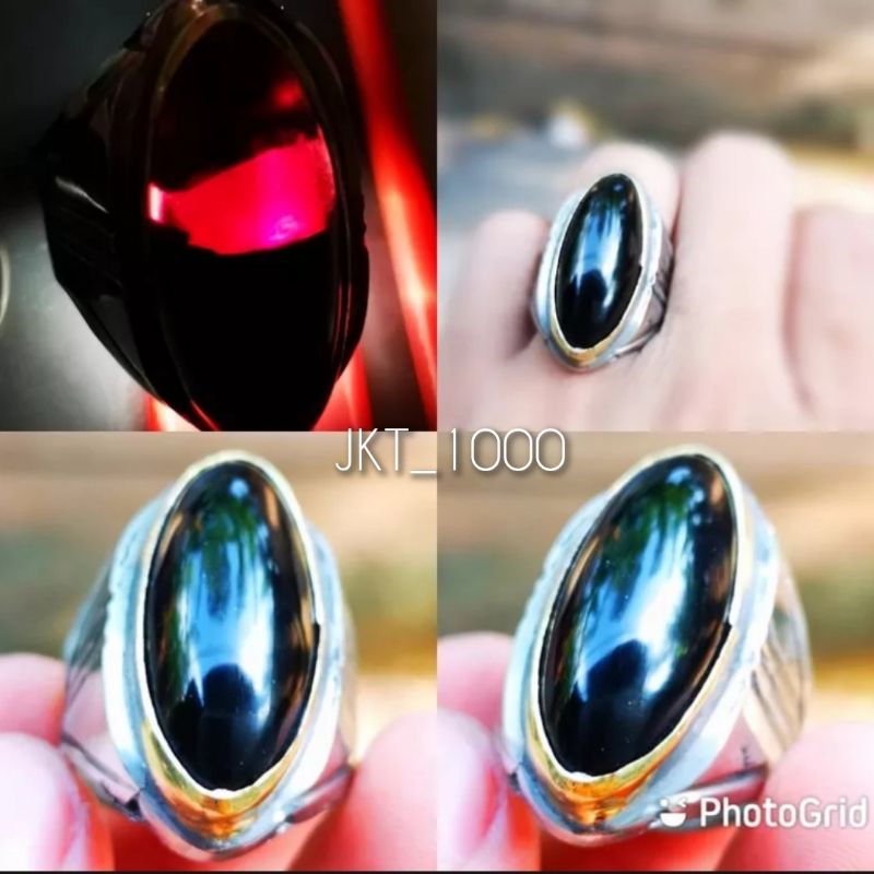 Cincin Pria Batu Akik Kecubung Yaman Wulung Model Pandan Ring Titanium