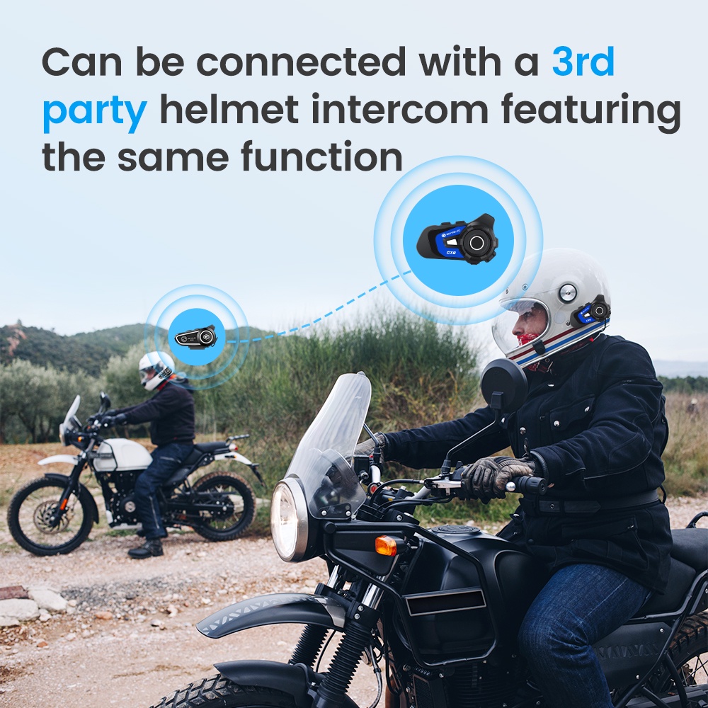 GEARELEC GX8 Helm Sepeda Motor Bluetooth Intercom Headset 8-Rider 1500m Range BT 5.1 Sistem Komunikasi Nirkabel Interphone dengan Radio FM EQ Music Sharing