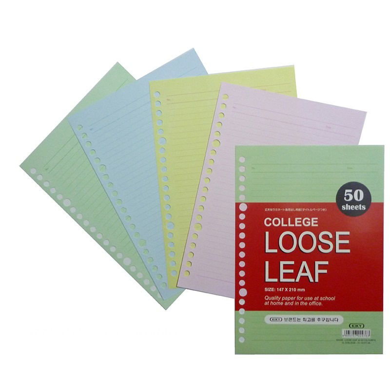 

kiky loose leaf a5 warna isi 50 dan isi 100 lembar