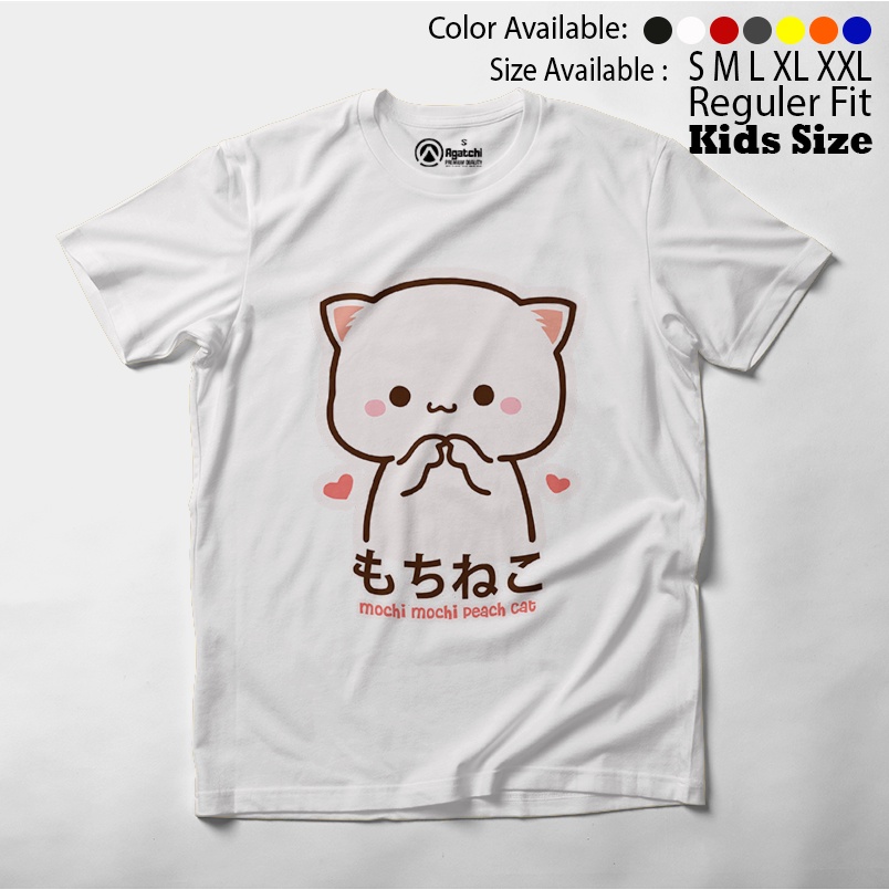 Kaos Atasan Anak Perempuan Agatchi Motif Mochi Peach Cat