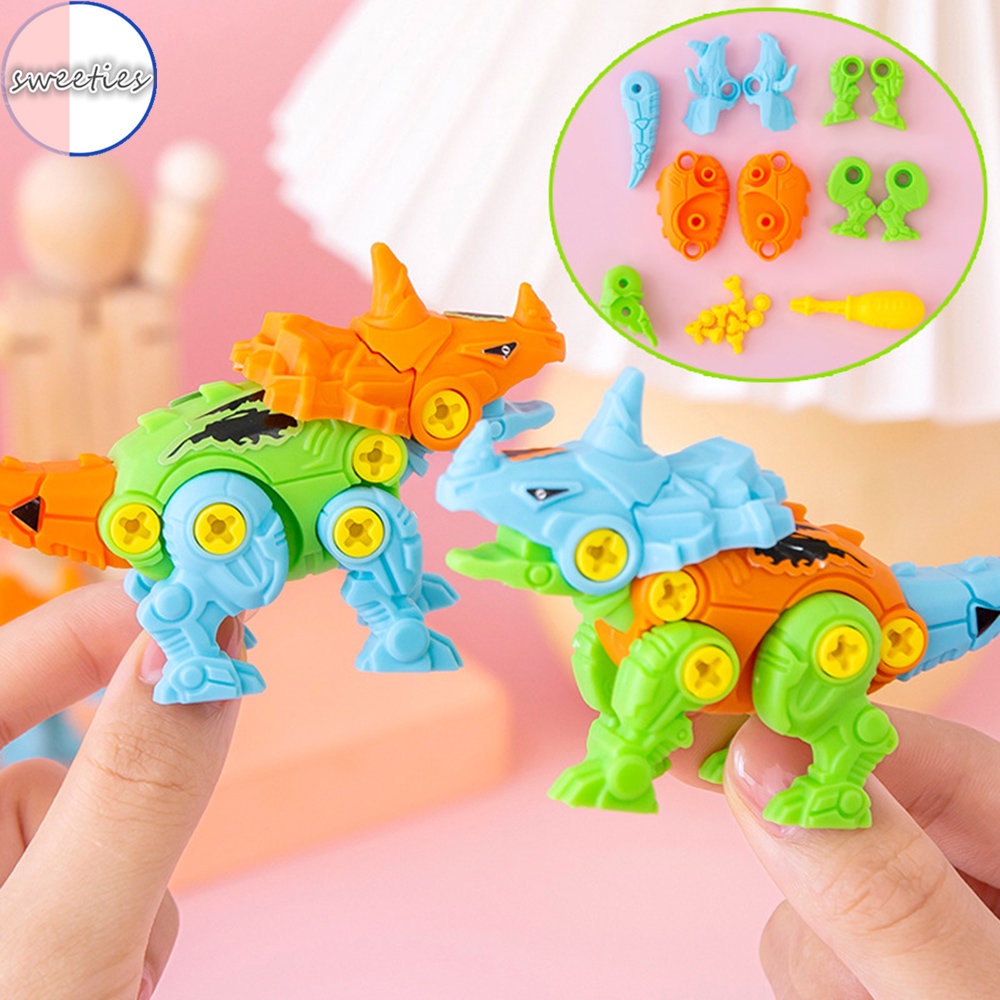 4pcs / Set Mainan Edukasi puzzle Susun Blok Motif Kartun Dinosaurus Untuk Anak Tk