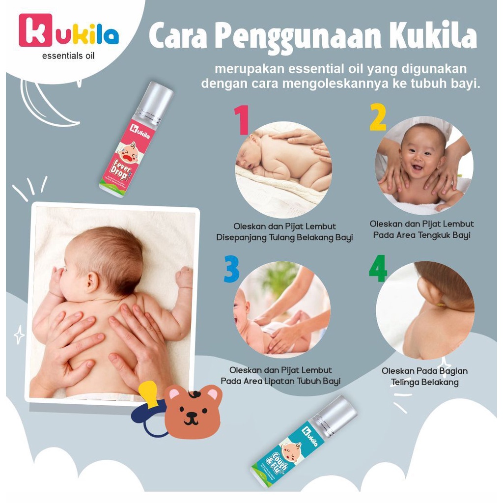 Kukila Essentials Oil obat flu untuk bayi obat demam bayi Baby 0 - 3 years Cough Flu / Fever Drop Obat Batuk Pilek Pada Panas Demam Anak