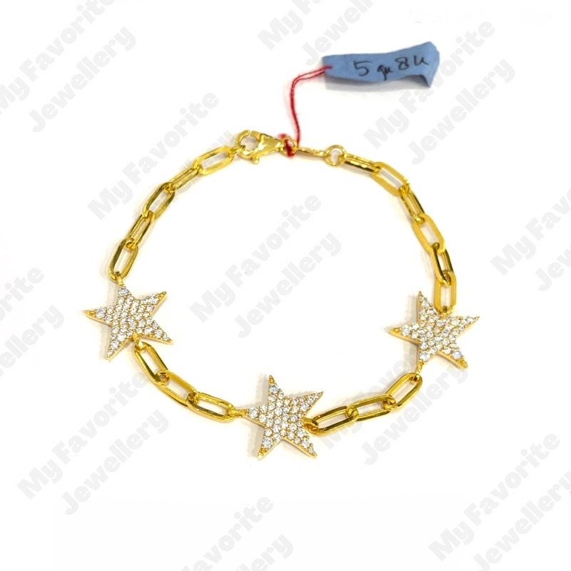Gelang Paper Clip Bintang Emas Asli Kadar 875