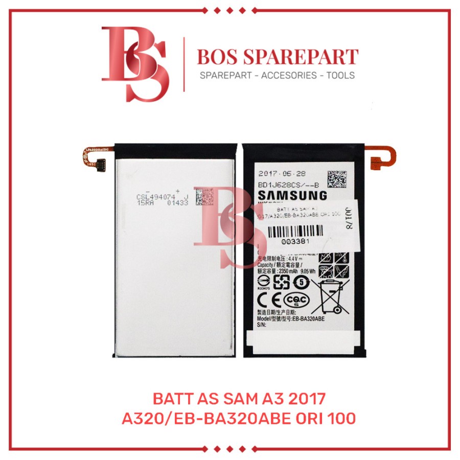 BATTERY AS SAMSUNG A3 2017 / A320 / EB-BA320ABE ORI 100 / BATERAI / BATRE