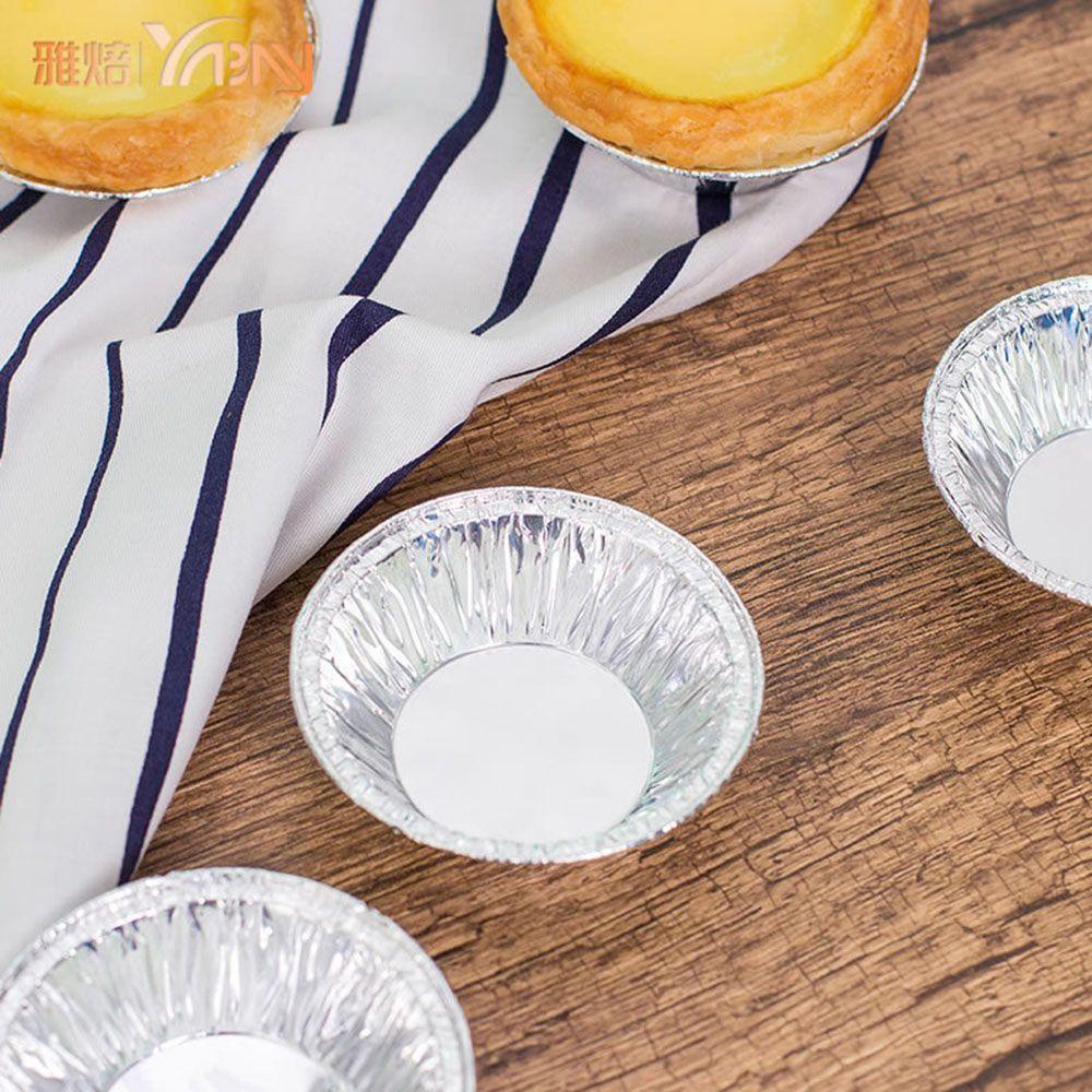 [Elegan] 250 Pcs Cetakan Egg Tarts DIY New Arrival Sekali Pakai Bakeware Silver Tone Puding Makers