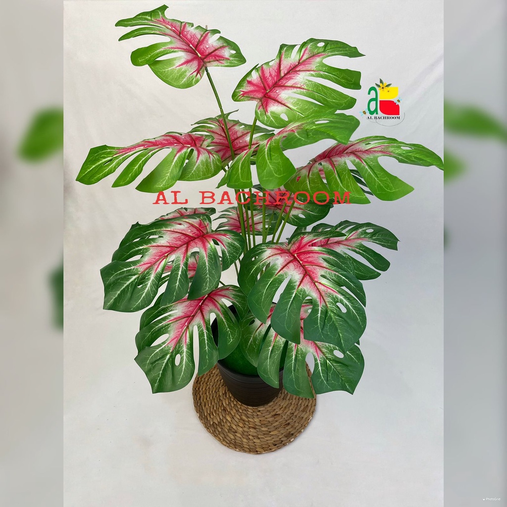 TANAMAN ARTIFICIAL MONSTERA WARNA B8093 BUNGA HIAS PLASTIK DEKORASI RUMAH