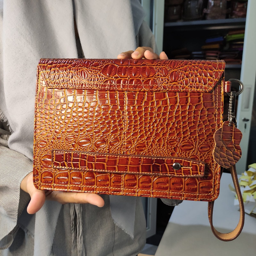 [VALQO] BRUNO MOTIF - Handbag Kulit Sapi Dompet Clutch Tas Tangan Pria Wanita