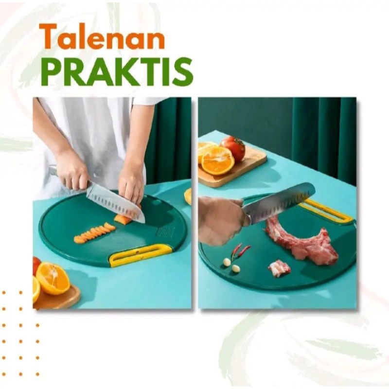 Talenan Bulat Anti Jamur 2 in 1 Cutting Board Premium Plastic