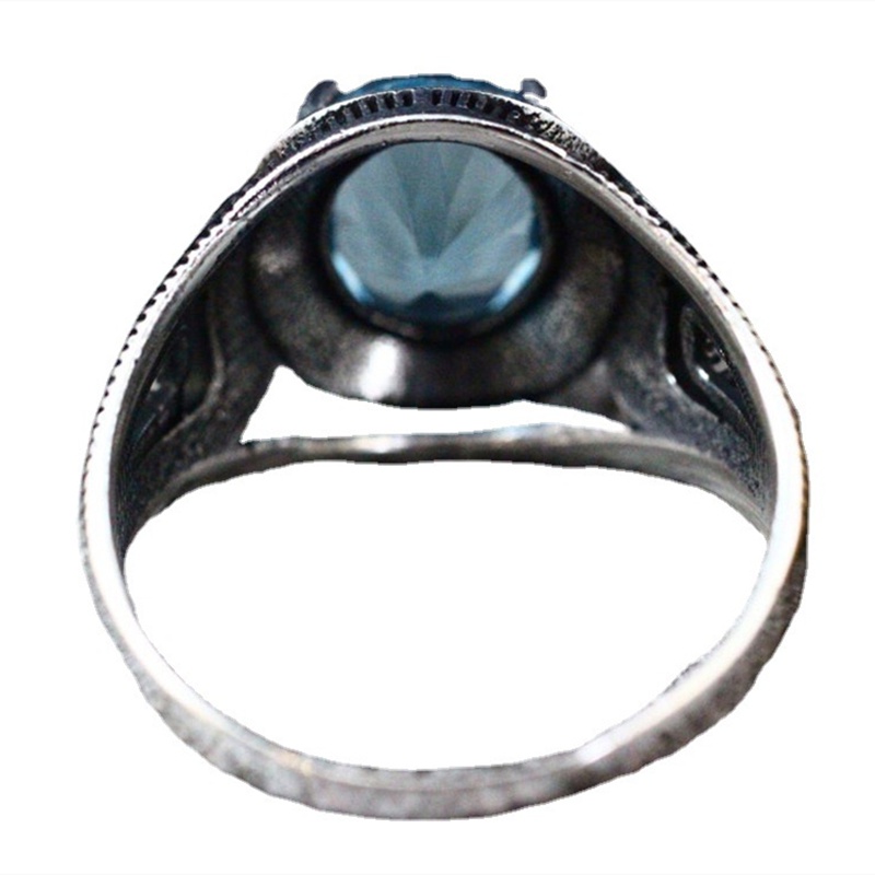 Cincin Sapphire Bahan Metal Gaya Kasual Untuk Pria