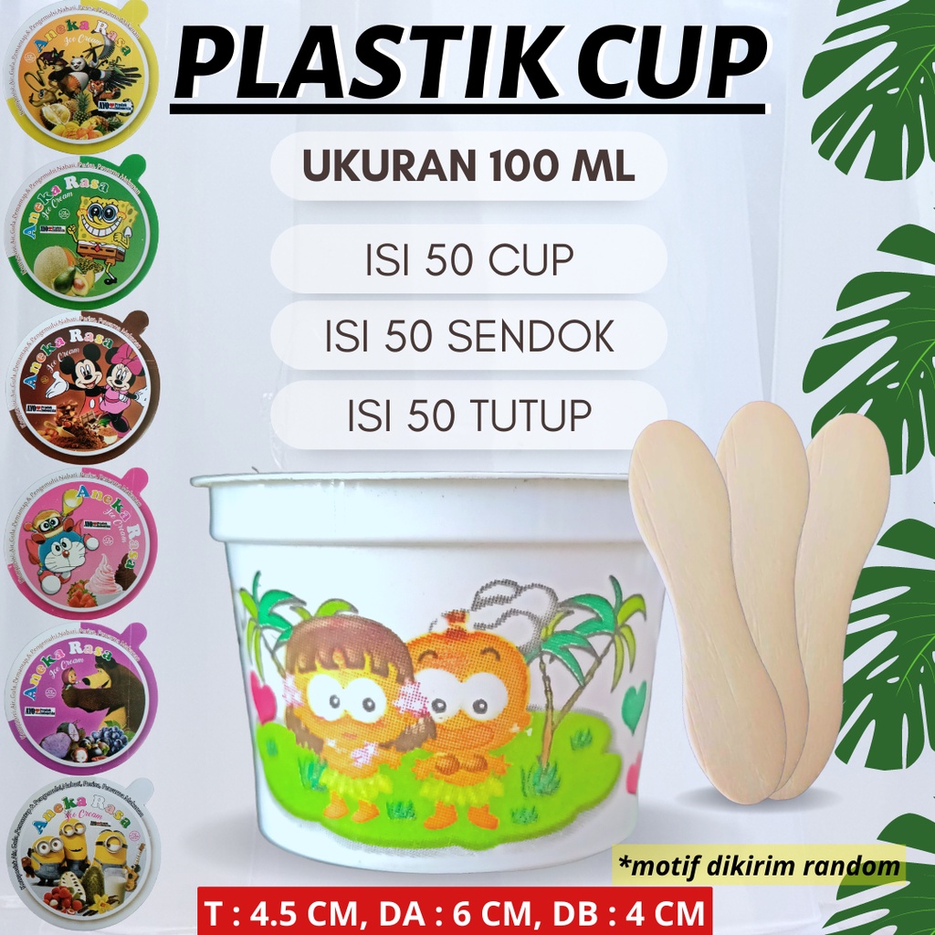 CUP PLASTIK TUTUP / PLASTIK CUP ICE CREAM / CUP UNTUK ICE CREAM 100 ML / CUP ICE CREAM