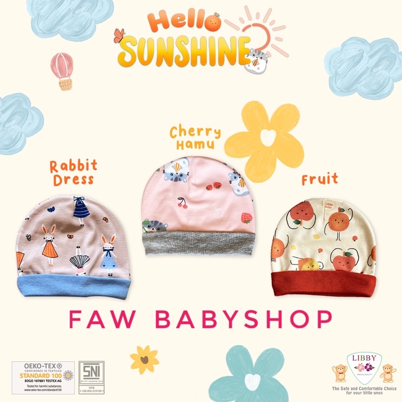 LIBBY Topi Bulat Motif size Newborn