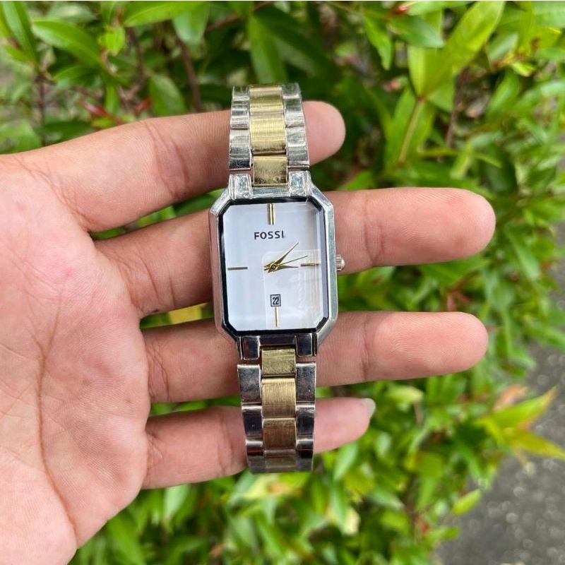 Cod - Jam Tangan Wanita Persegi Tanggal Aktif New Strap Rantai Stainlees Steel | Jam Tangan Fashion Korea Kekinian |  Tahan Air Dan Murah | Jam Tangan Wanita Realpick | Jam Tangan Wanita Terbaru Analog Quart Bisa Bayar Di Rumah