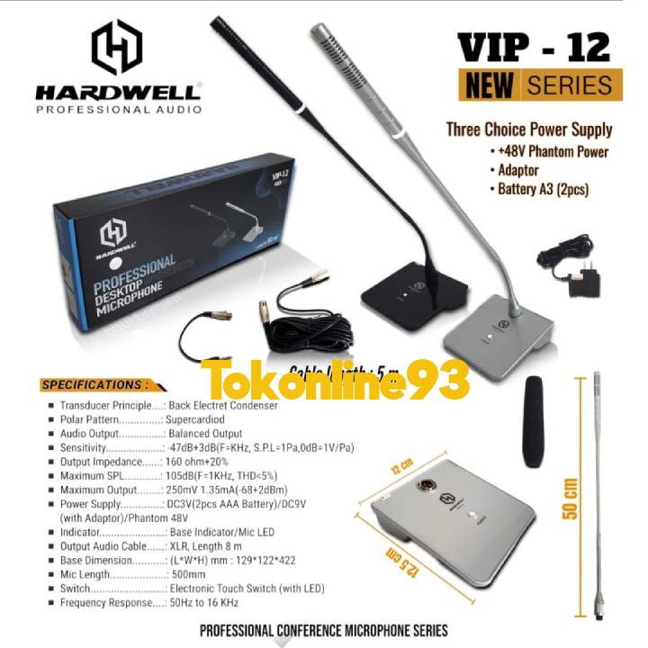 Mic Condenser HW VIP 12 VIP-12 VIP12 Mic Meja Hardwell Original