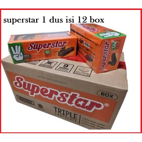 Wafer Superstar Triple Chocolate 1 dus isi 12 pack@12 pcs