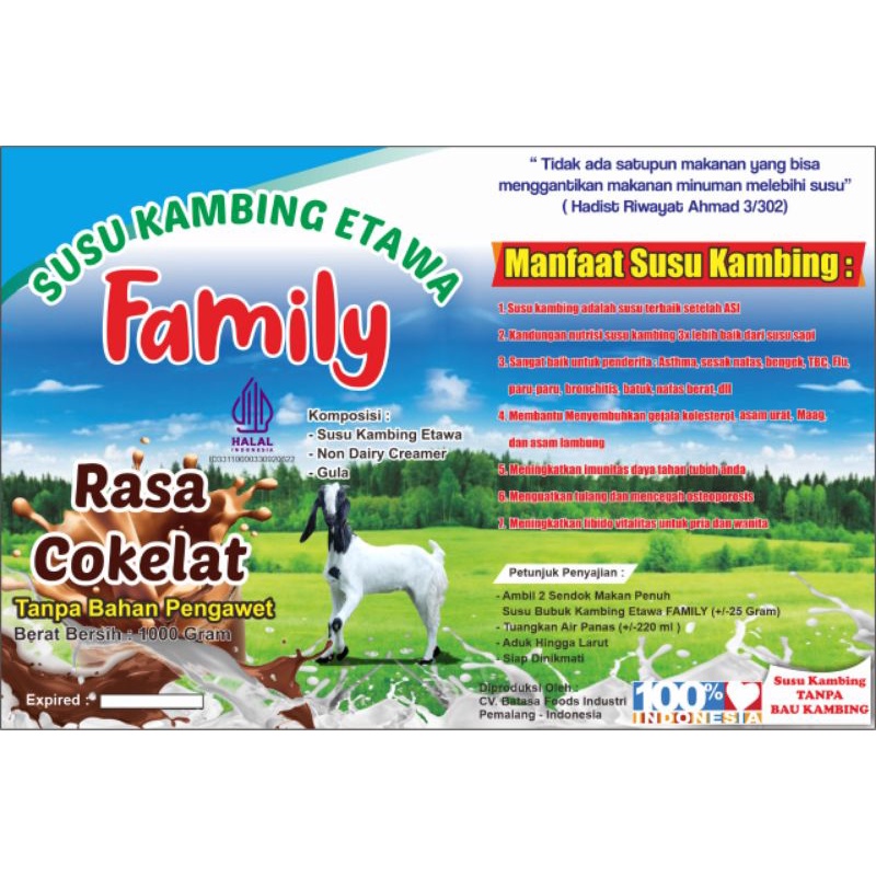 Susu Kambing Etawa Family Rasa Cokelat 1 Kg Alufoil