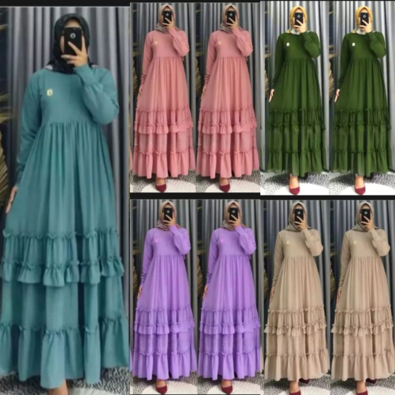 yk shop gamis ceruty 2 umpak. hijau botol