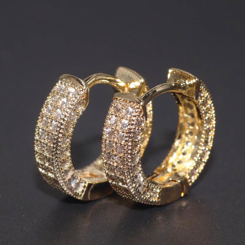 Anting Hoop Bentuk Lingkaran Kecil Bahan Zircon Warna Putih Untuk Pria