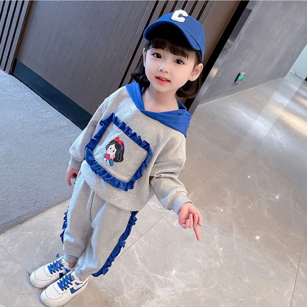 SETELAN HOODIE ANAK PEREMPUAN UMRU 1-5 TAHUN MOTIF SNOWW WHTE BAJU ATASAN ANAK PEREMPUAN TERBARU HOODIE ANAK MASA KINI FASHION ANAK TERLARIS