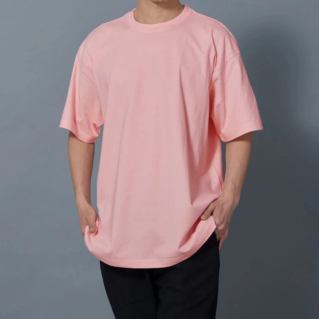 Baju Kaos Oversize Polos Pria Wanita Tangan Pendek Warna Dusty Pink Bahan Cotton Combed 24s Size M-XL Kasual
