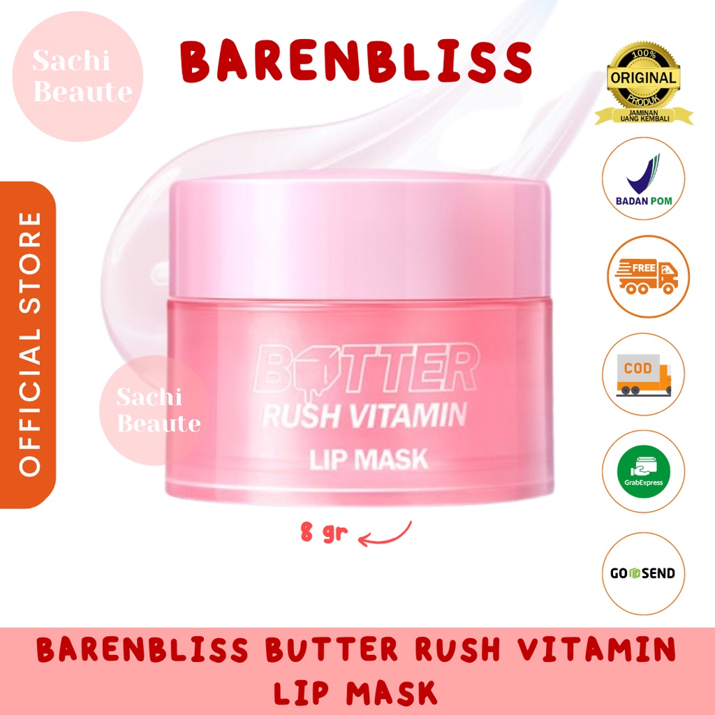 BNB barenbliss Butter Rush Vitamin Lip mask Moisturizing Lip Balm「Masker Bibir Cerah」