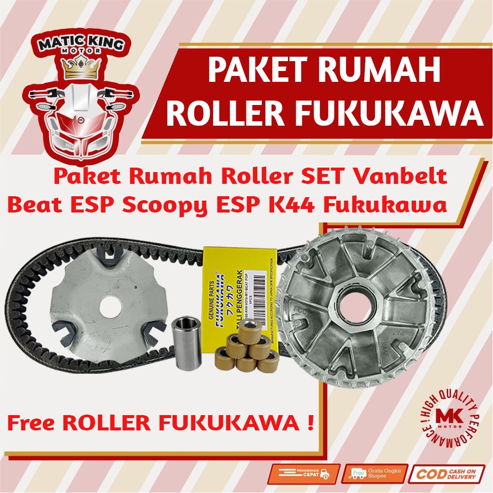 Paket Kirian Rumah Roller Vanbelt KIT Roller Honda Beat Scoopy Vario 110 Fi ESP K44 Fukukawa