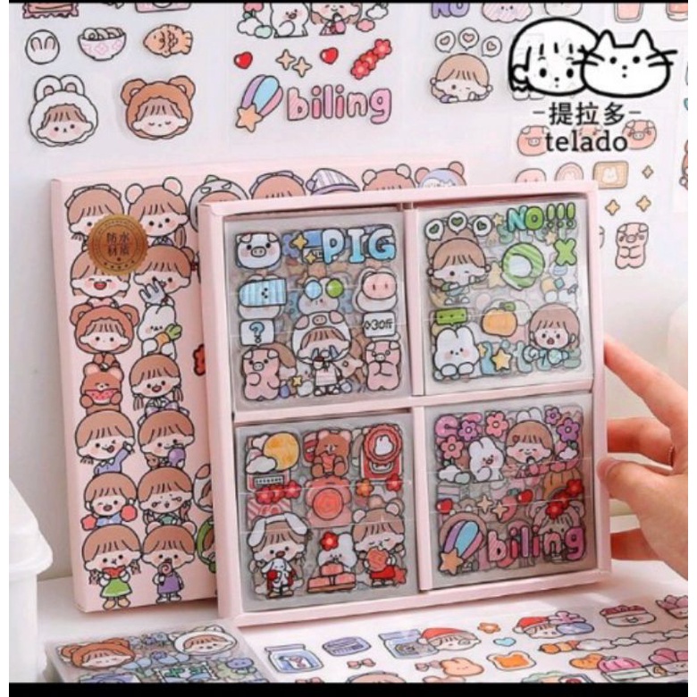

Sticker aesthetic lucu bisa dibuat diare/book/botol/tempat pensil(1 pak 8 biji)