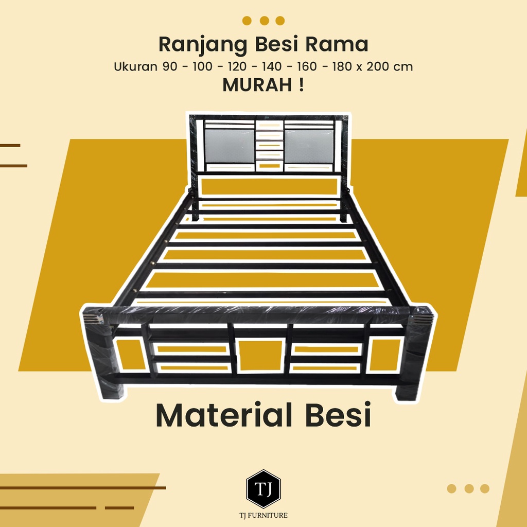 Ranjang Besi / Tempat Tidur Besi / Divan Besi / Medium Bed Minimalis Rama 140x200 cm