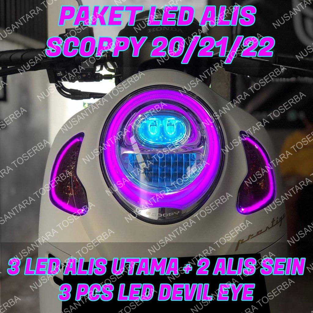 Jual Satu Paket Lampu Alis All New Scoopy Bonus Devil Eye Non Tintik Lampu Led Alis Grade A Non