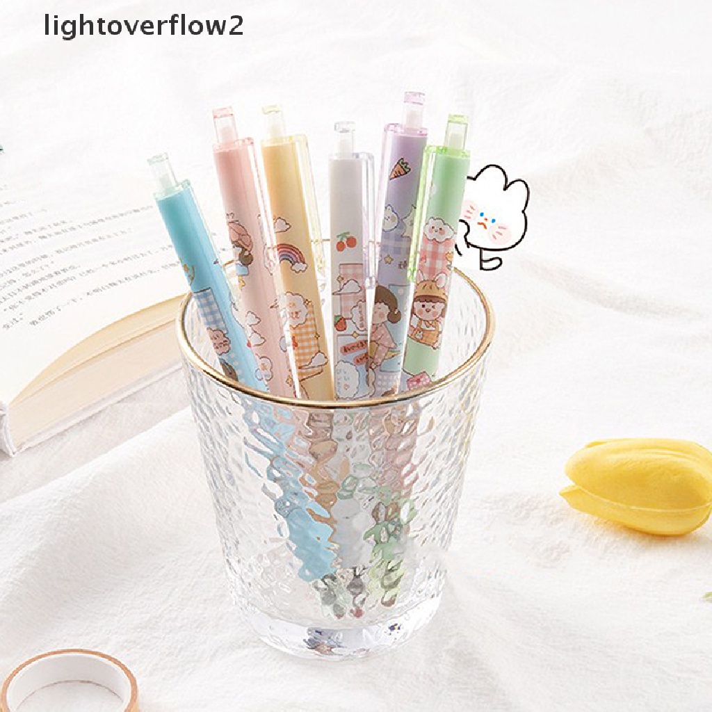 (lightoverflow2) 6pcs Gel Pe 0.5 Kapasitas Besar Cepat Kering Untuk Pelajar / Kantor